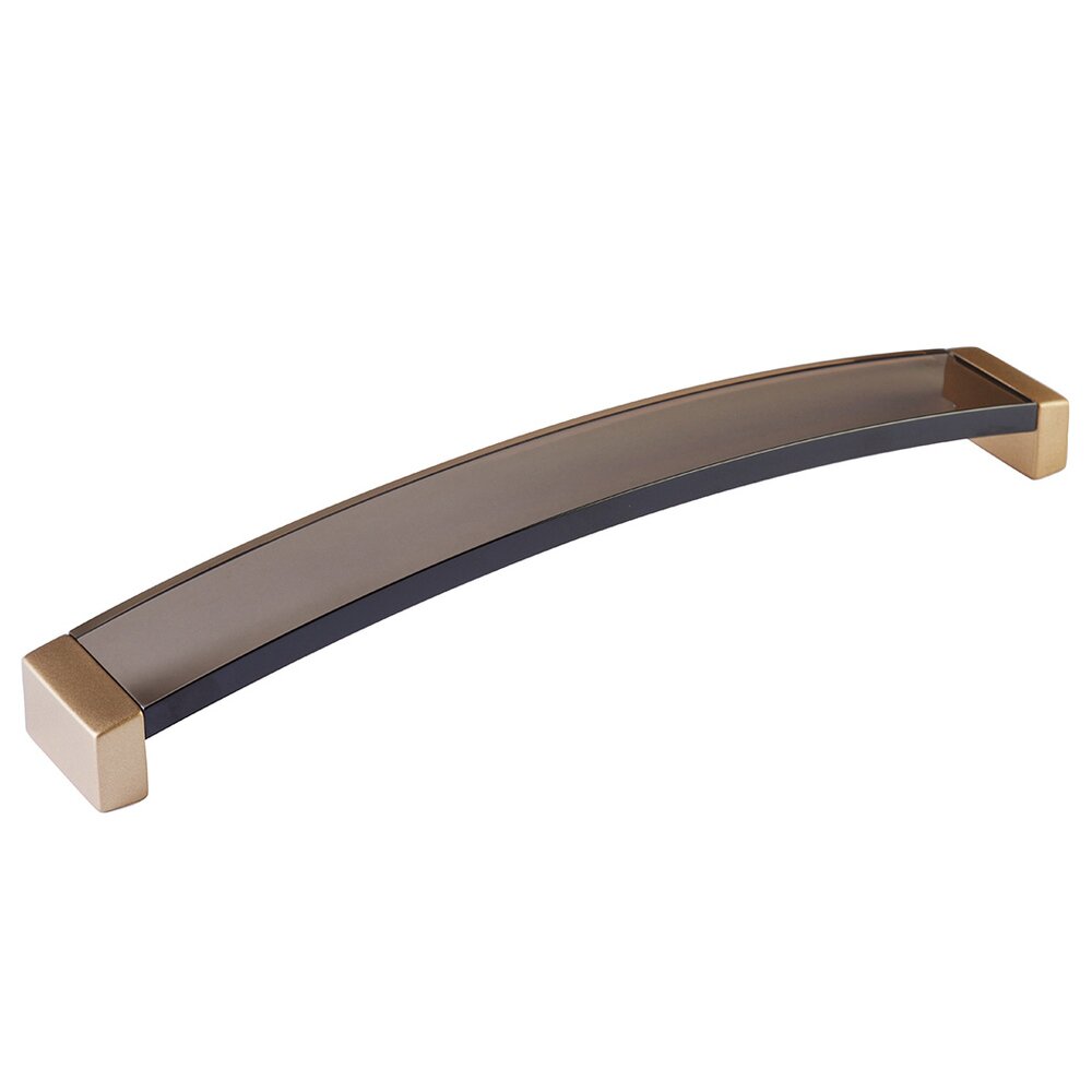 8 7/8" Centers Arched Pull in Signature Satin Brass and Smoke