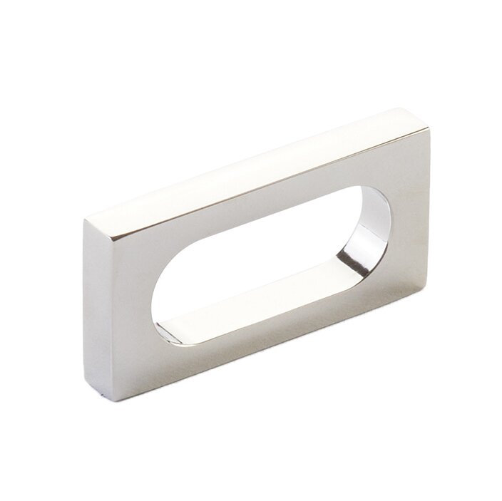 2" Centers Modern Oval Slot Pull in Polished Nickel