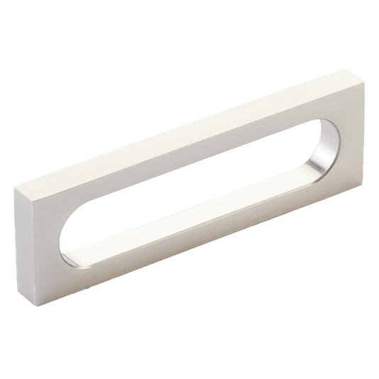 3-1/2" Centers Modern Oval Slot Pull in Brushed Nickel