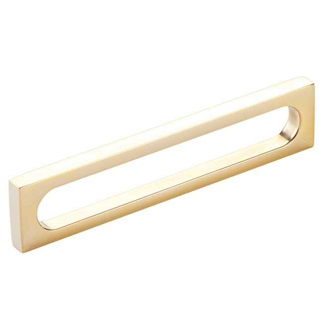 5" Centers Modern Oval Slot Pull in Unlacquered Brass