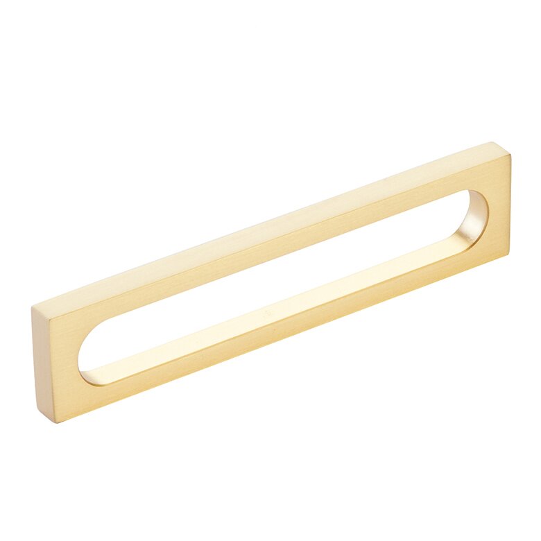 5" Centers Modern Oval Slot Pull in Satin Brass