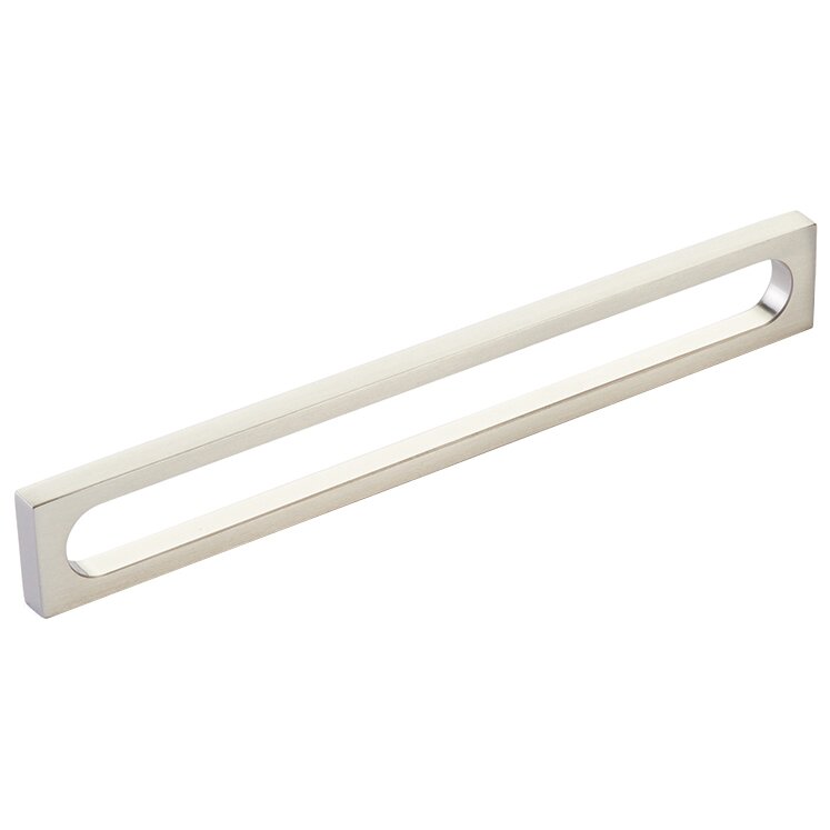 8" Centers Modern Oval Slot Pull in Brushed Nickel