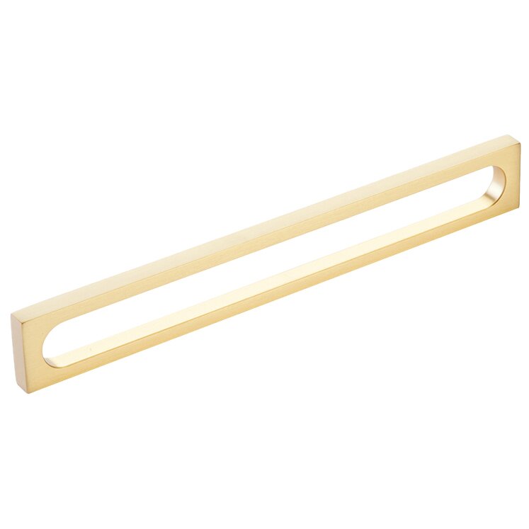 8" Centers Modern Oval Slot Pull in Satin Brass