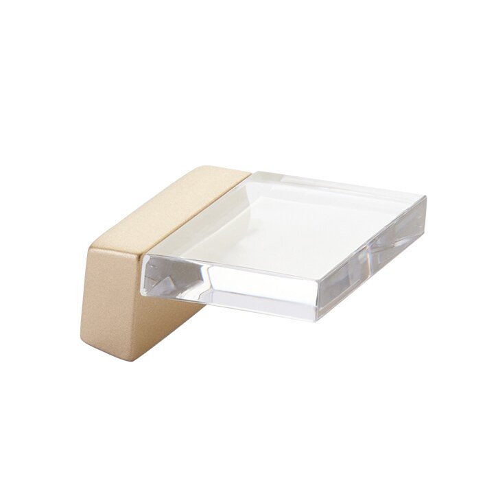 5/8" Centers Angled Square Pull in Signature Satin Brass and Clear