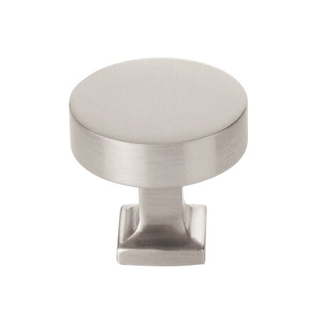1-1/4" Round Knob with Square Base in Satin Nickel