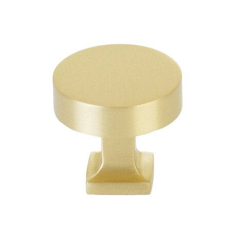 1-1/4" Round Knob with Square Base in Satin Brass