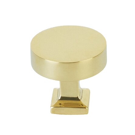 1-1/4" Round Knob with Square Base in Unlacquered Brass