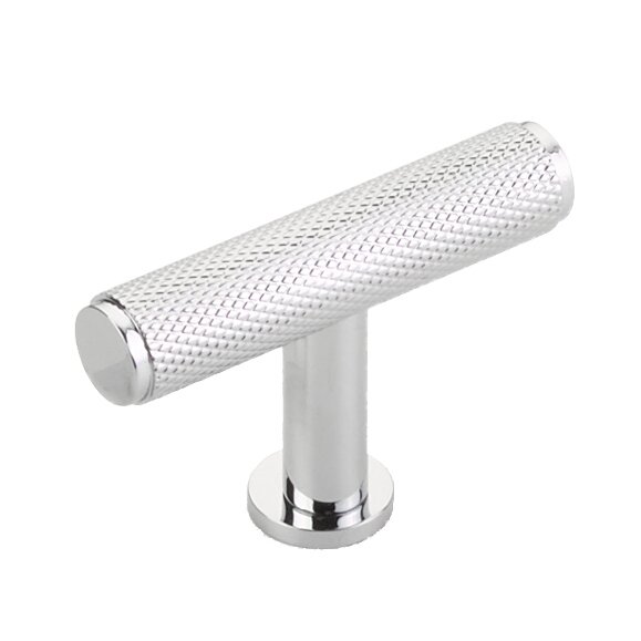 2" Long Knurled T-Knob in Polished Chrome