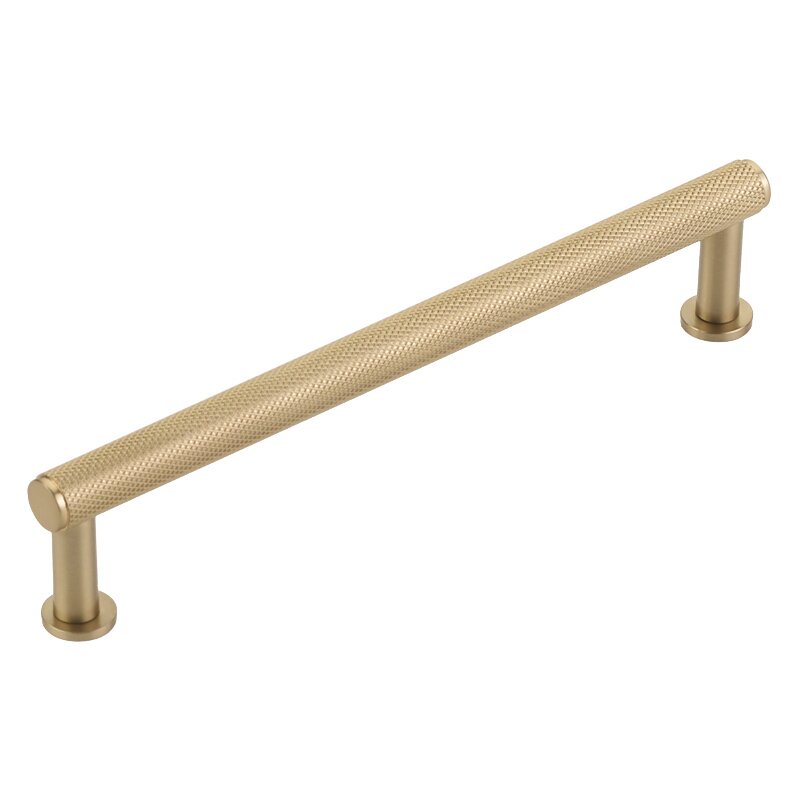 6" Centers Knurled Pull in Signature Satin Brass