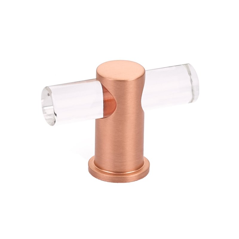 2" Adjustable Clear Acrylic T-Knob In Brushed Rose Gold