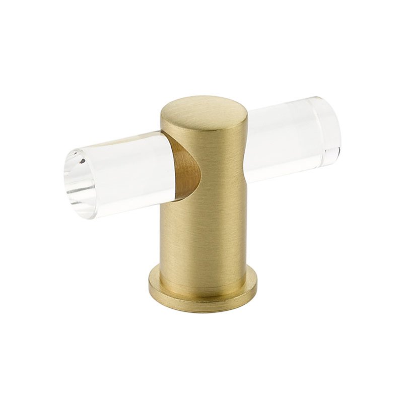 2" Adjustable Clear Acrylic T-Knob In Satin Brass