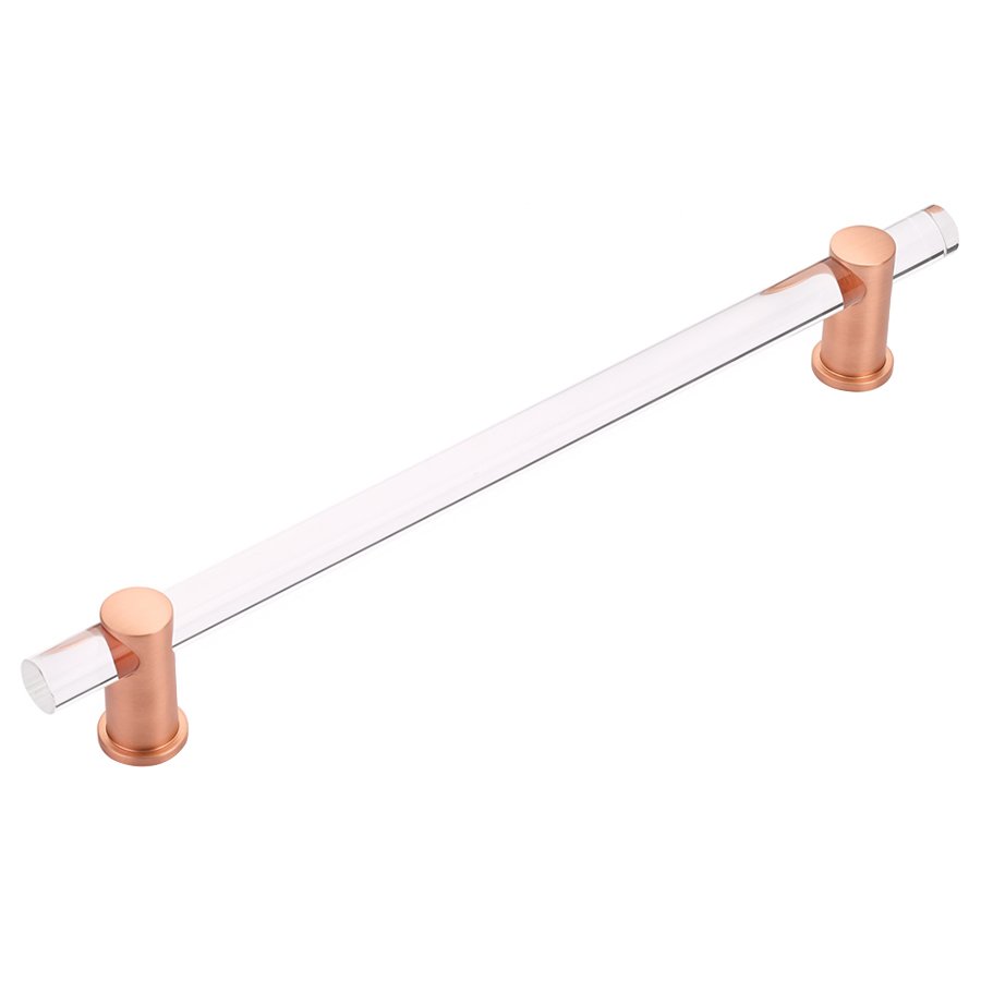12" Centers Non-Adjustable Clear Acrylic Appliance Pull In Brushed Rose Gold