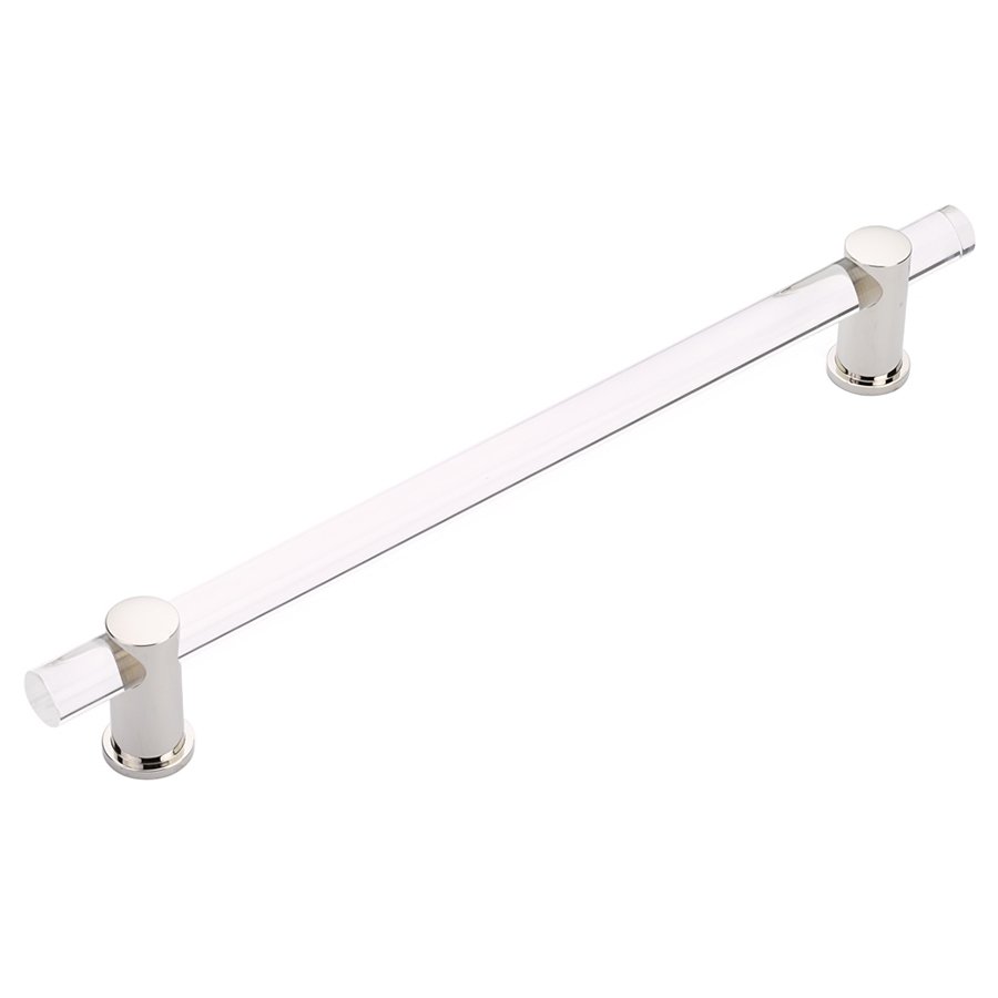 12" Centers Non-Adjustable Clear Acrylic Appliance Pull In Polished Nickel