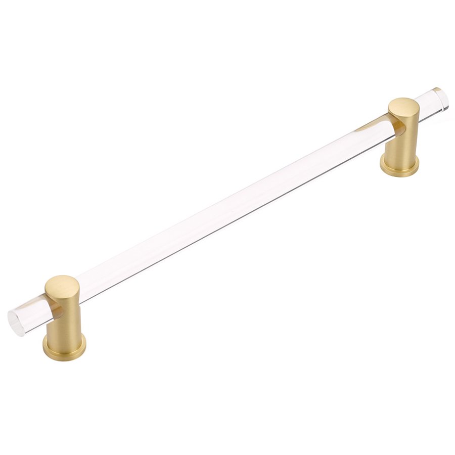 12" Centers Non-Adjustable Clear Acrylic Appliance Pull In Satin Brass