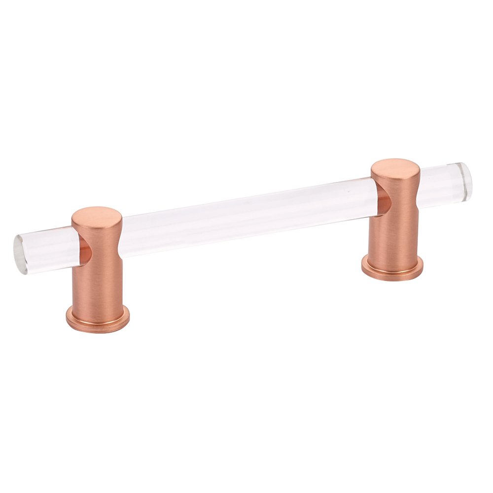 4" Centers Adjustable Clear Acrylic Pull In Brushed Rose Gold