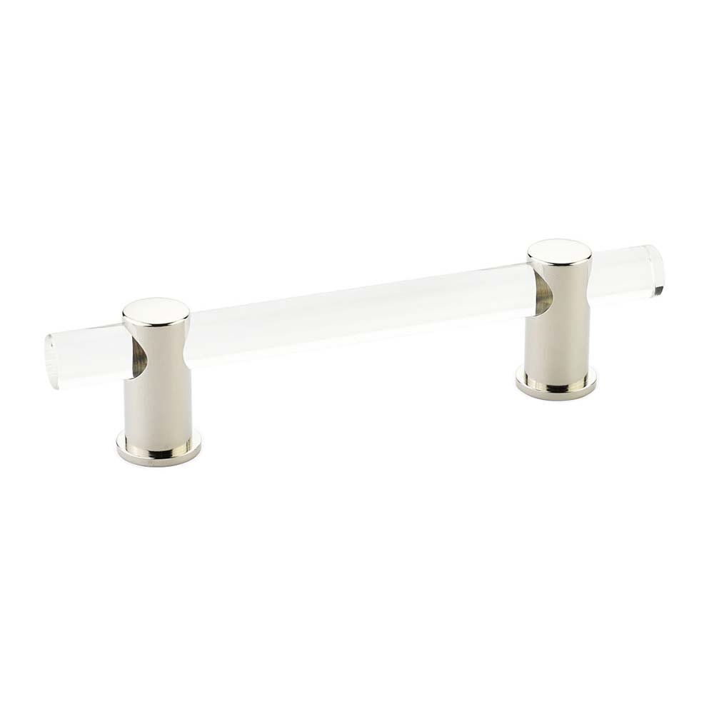 4" Centers Adjustable Clear Acrylic Pull In Polished Nickel
