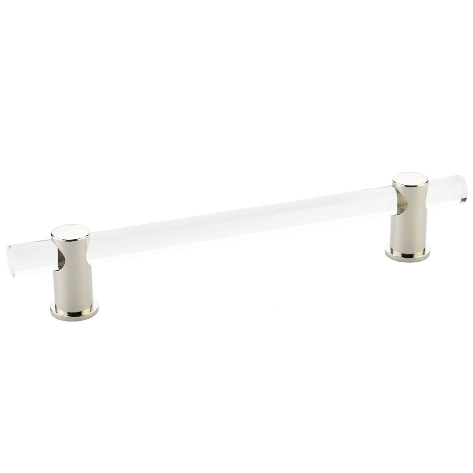 6" Centers Adjustable Clear Acrylic Pull In Polished Nickel
