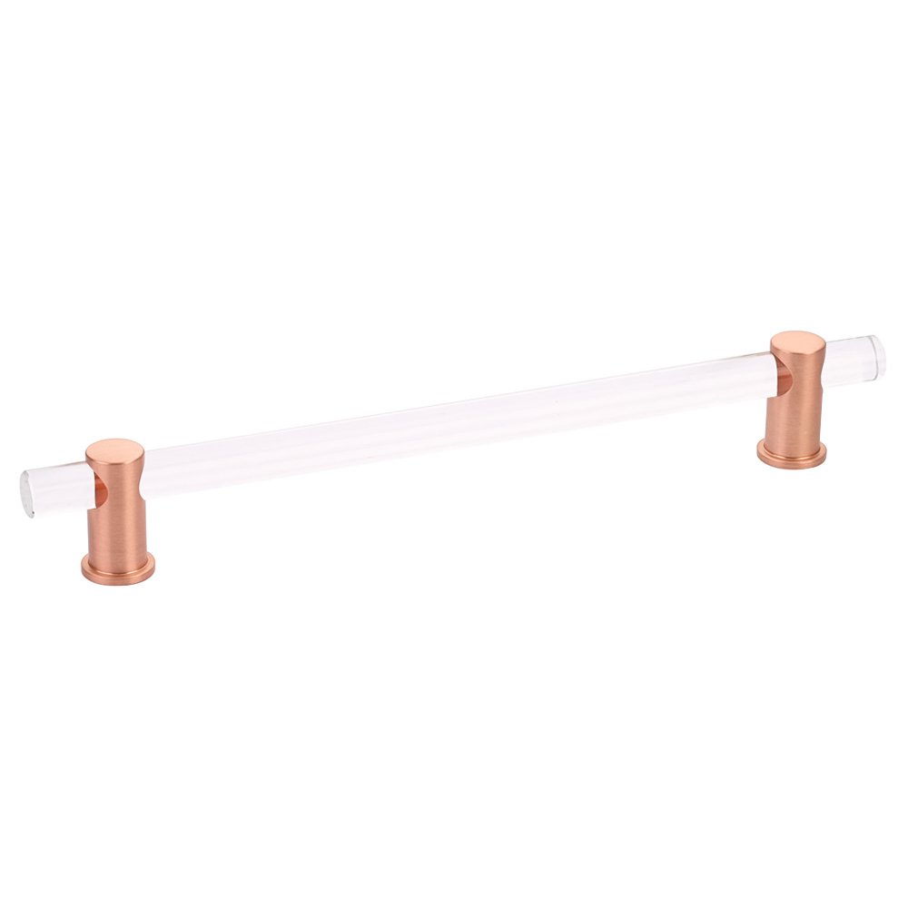 8" Centers Adjustable Clear Acrylic Pull In Brushed Rose Gold