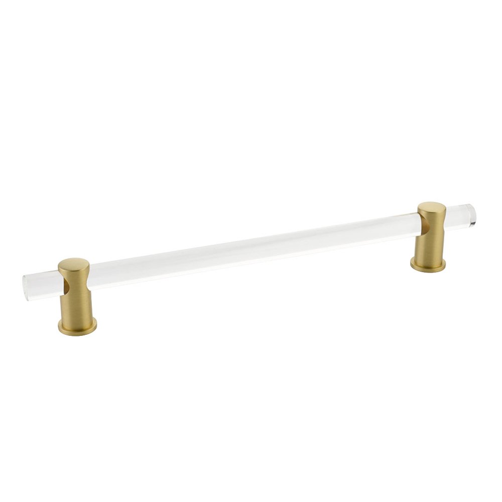 8" Centers Adjustable Clear Acrylic Pull In Satin Brass