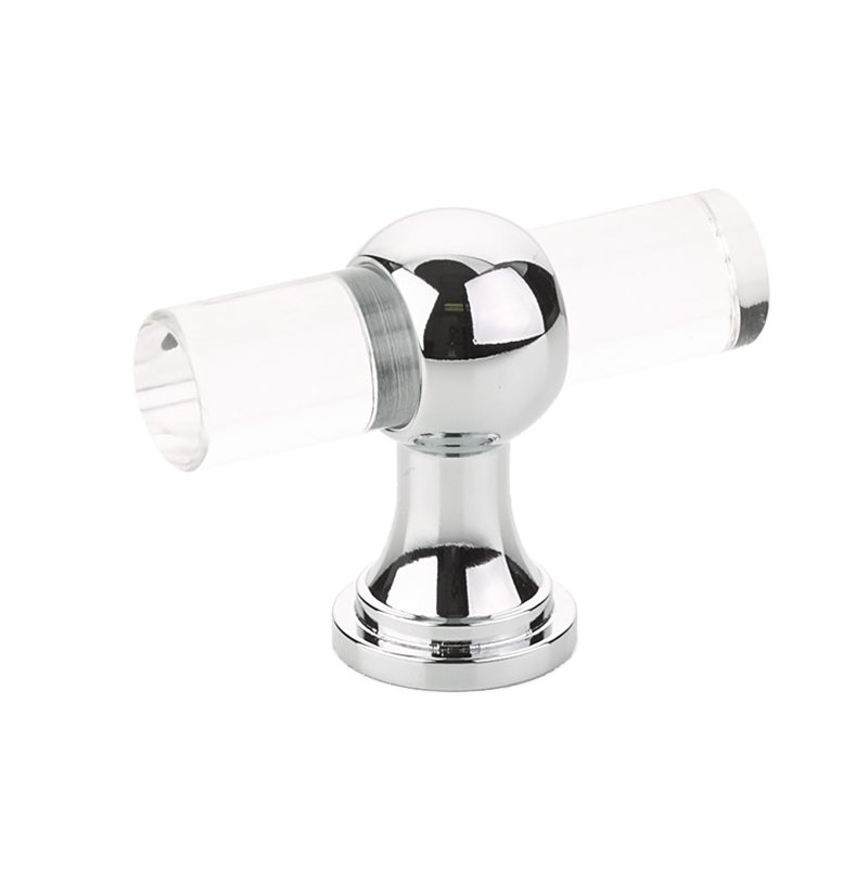 2" Adjustable Clear Acrylic T-Knob In Polished Chrome
