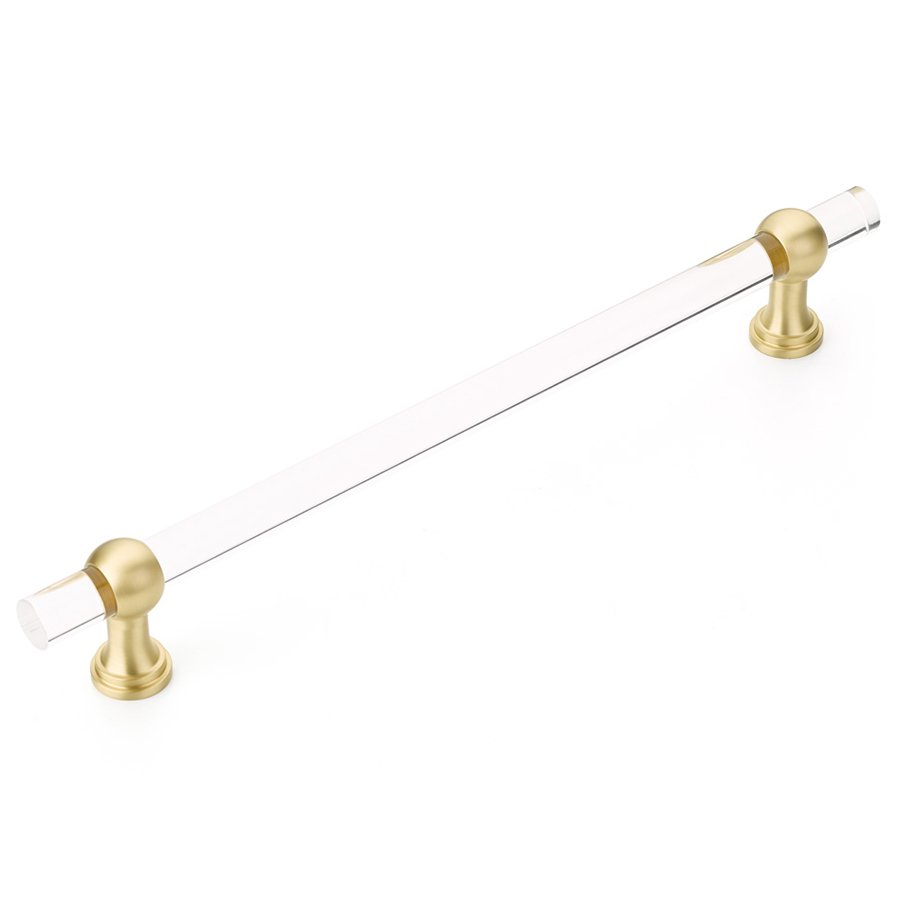 12" Centers Non-Adjustable Clear Acrylic Appliance Pull In Satin Brass