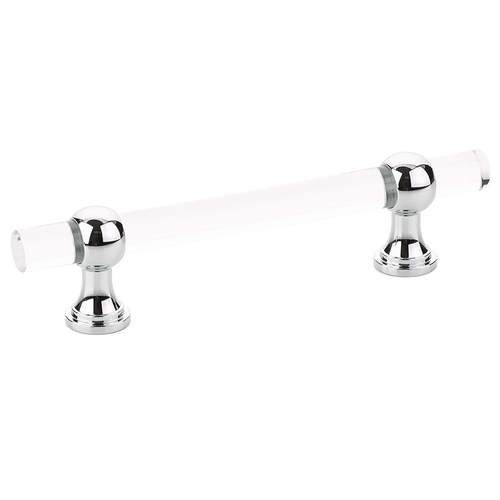 4" Centers Adjustable Clear Acrylic Pull In Polished Chrome