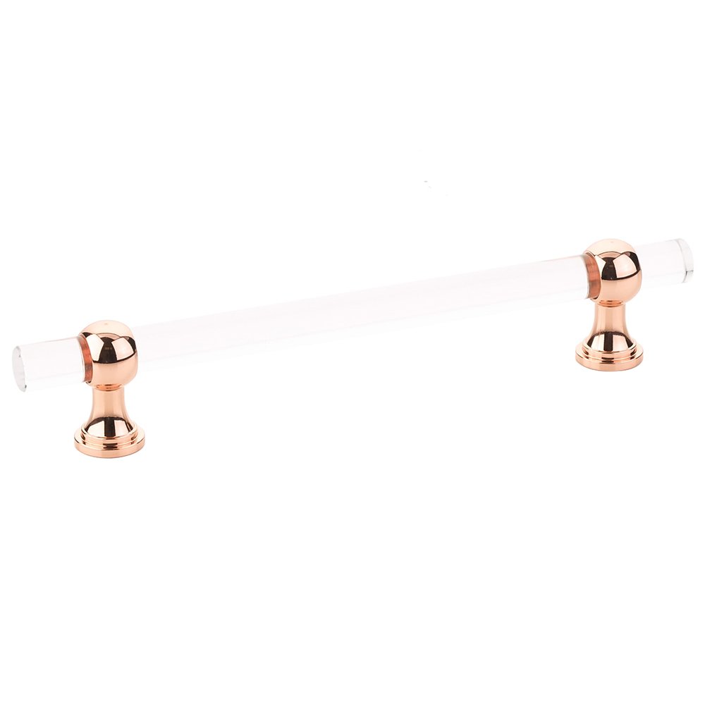 6" Centers Adjustable Clear Acrylic Pull In Polished Rose Gold