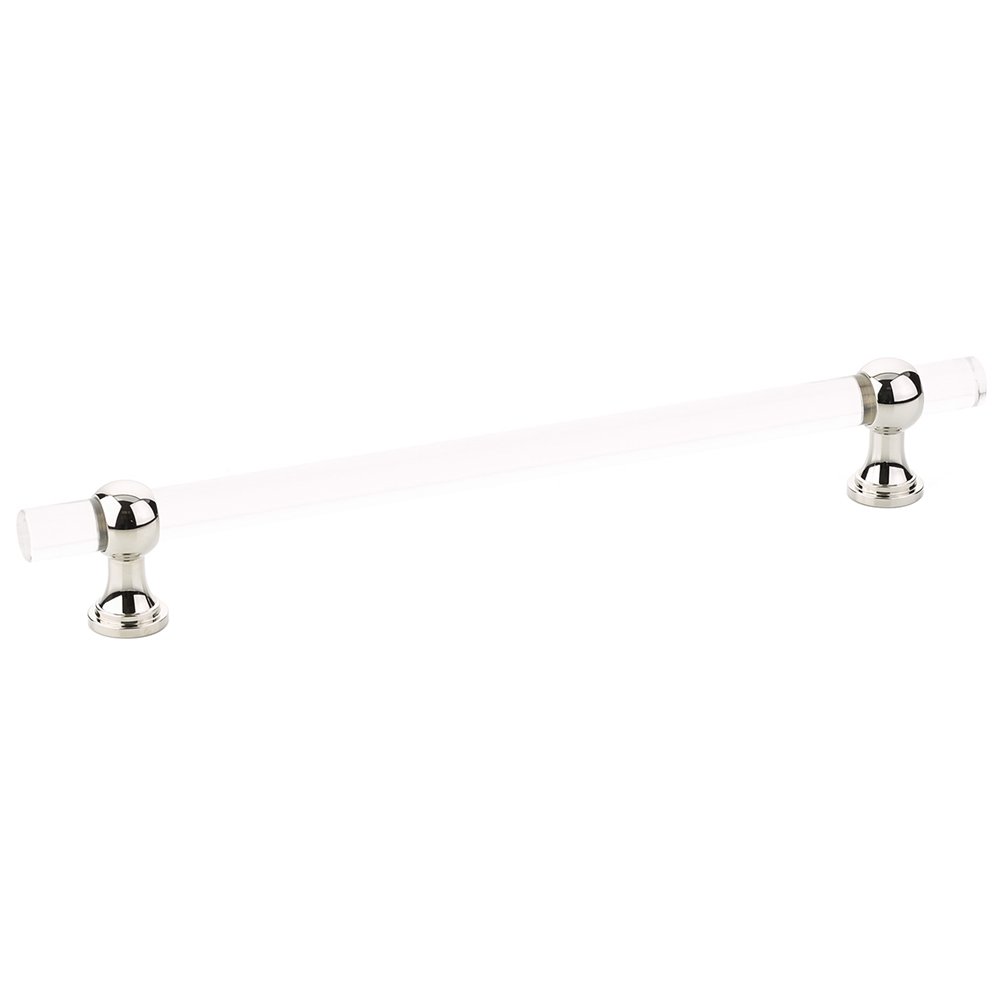 8" Centers Adjustable Clear Acrylic Pull In Polished Nickel