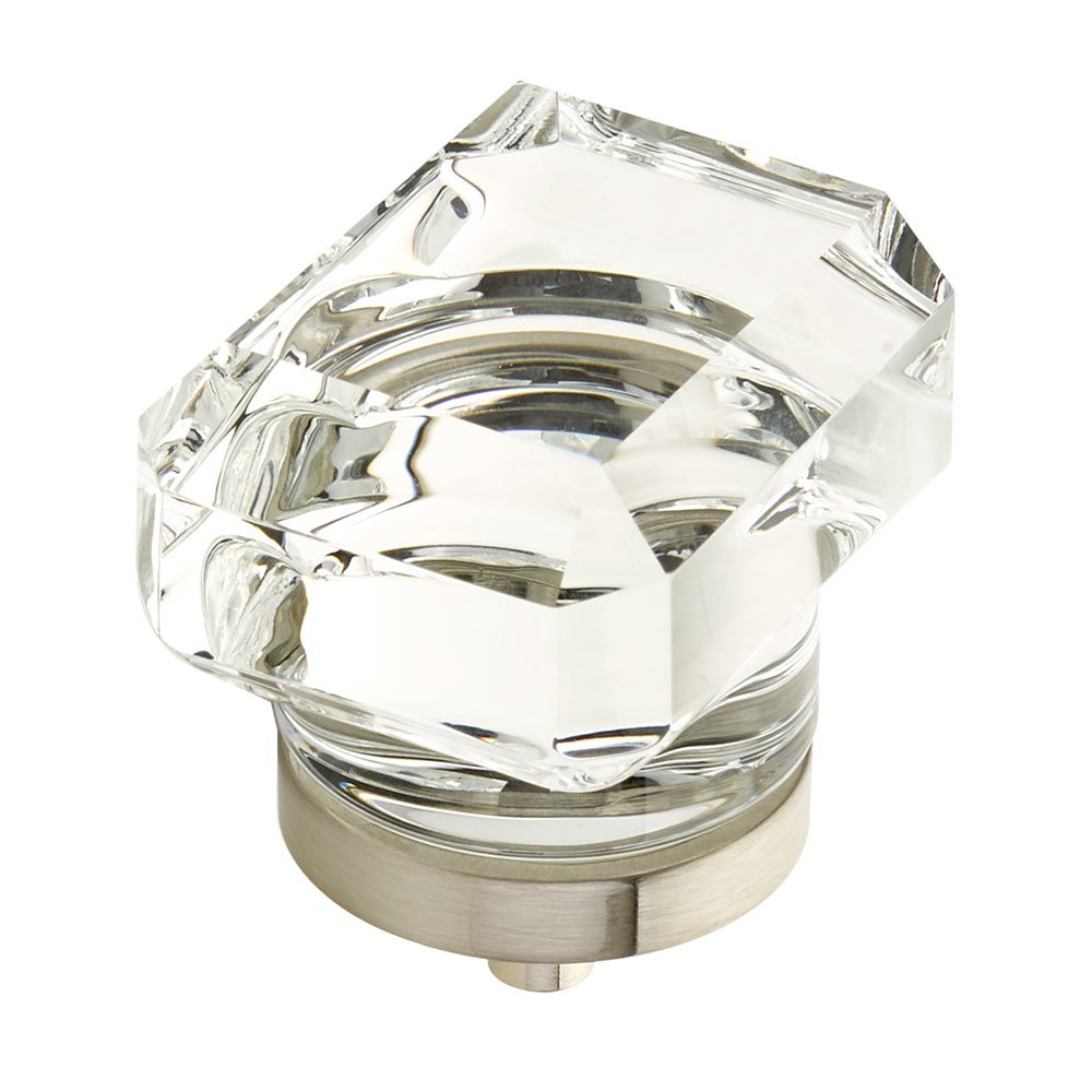 1 3/4" Rectangular Glass Knob in Satin Nickel