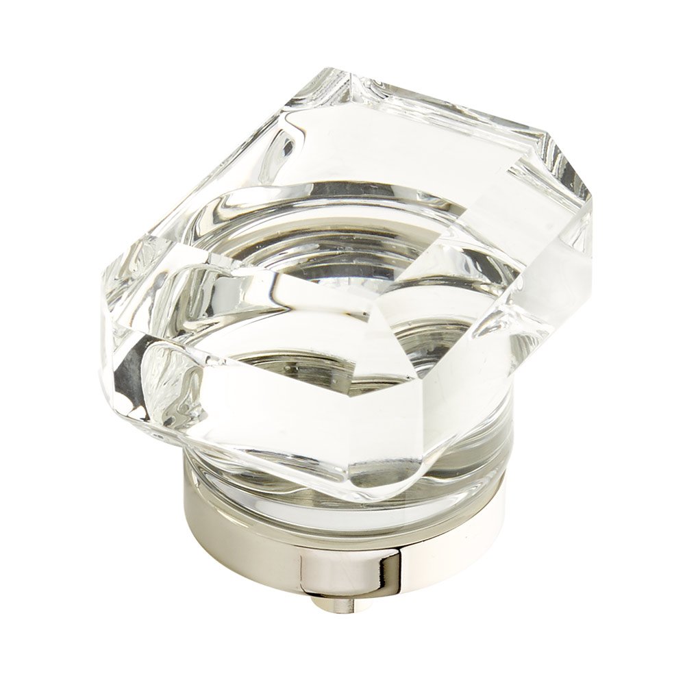 1 3/4" Rectangular Glass Knob in Polished Nickel