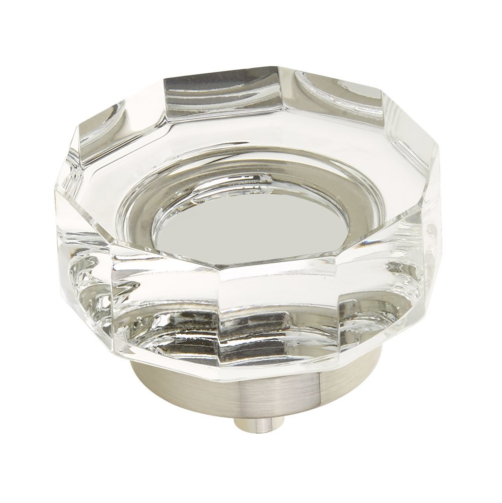 1 3/4" Diameter Large Multi-Sided Glass Knob in Satin Nickel
