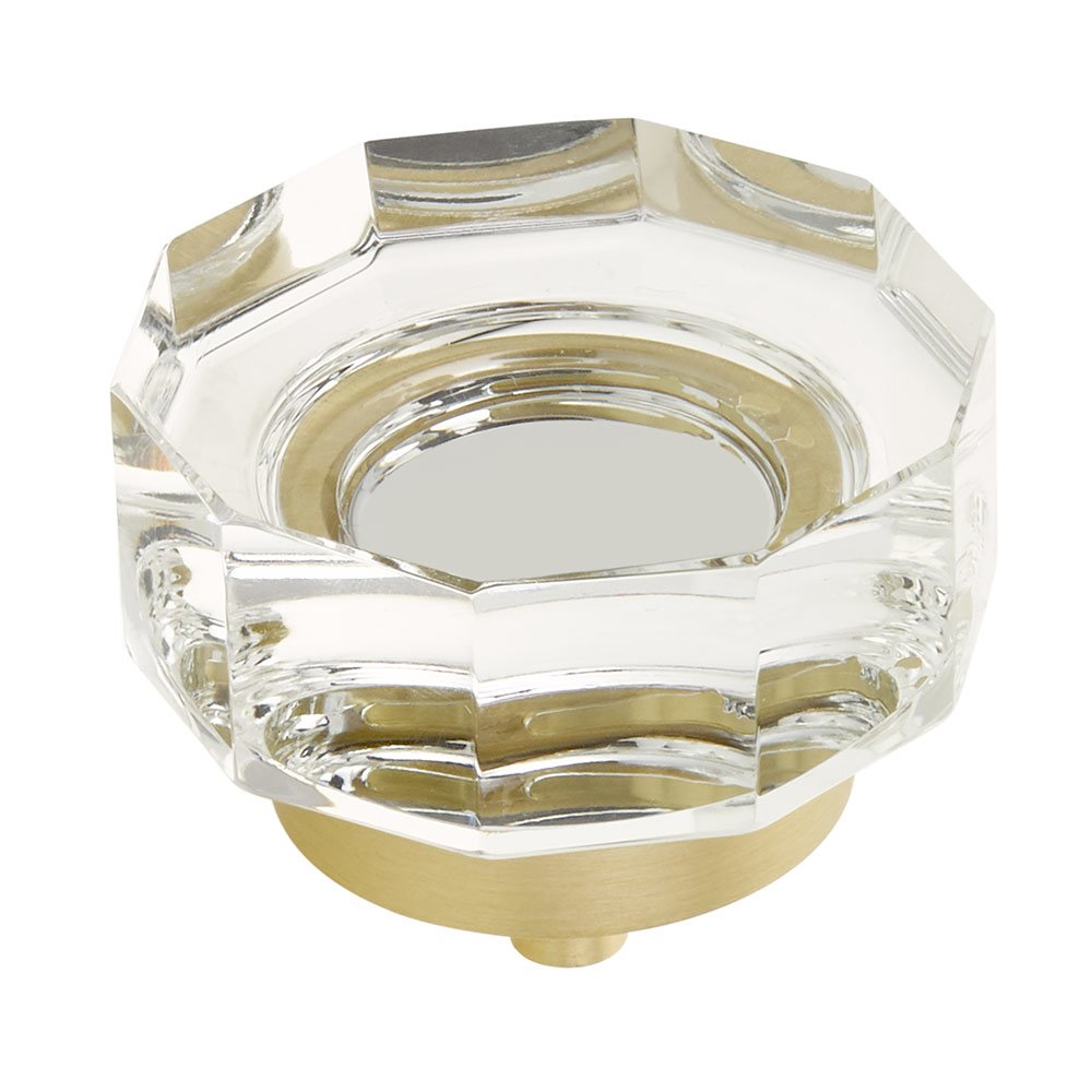 1 3/4" Diameter Large Multi-Sided Glass Knob in Satin Brass