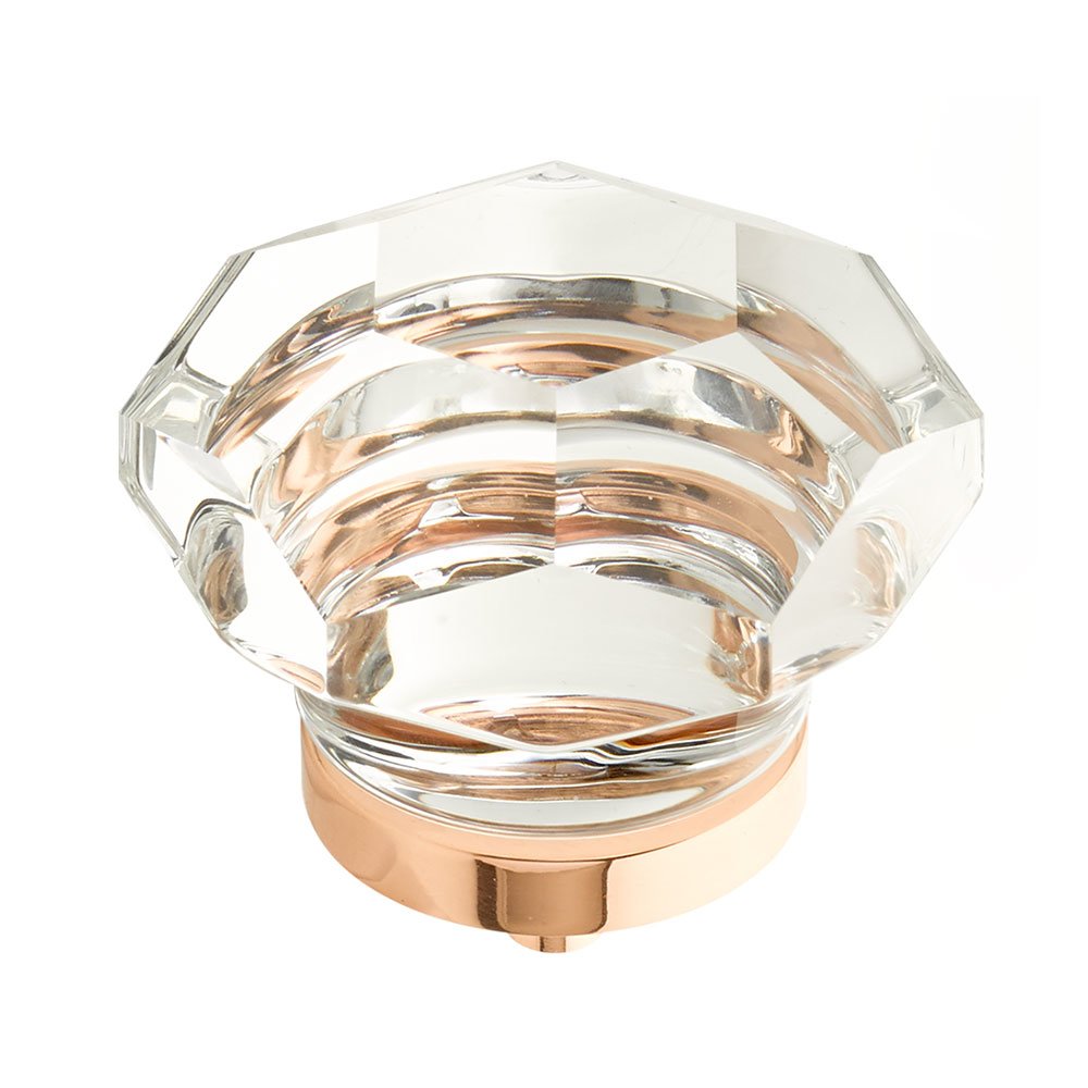 1 3/4" Diameter Faceted Dome Glass Knob in Polished Rose Gold