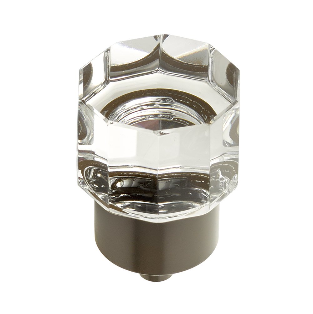 1 1/8" Diameter Round Multi-Sided Glass Knob in Oil Rubbed Bronze