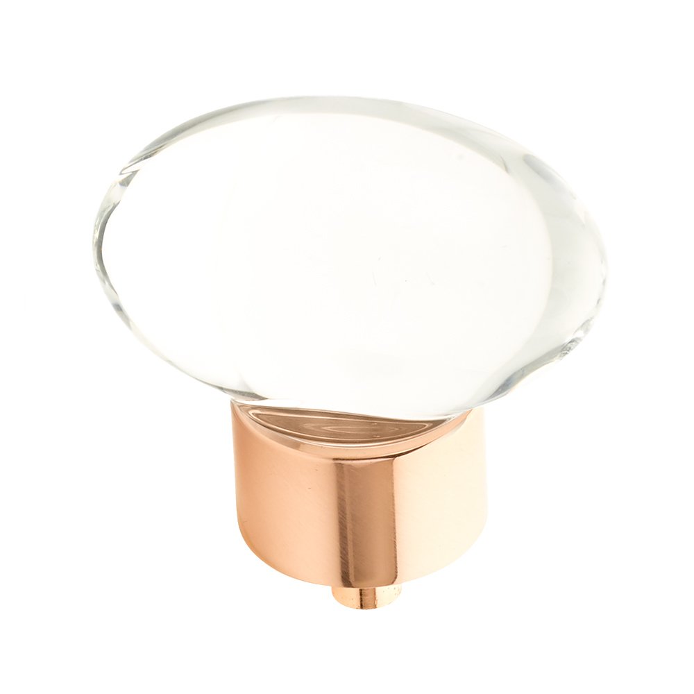 1 3/4" Oval Glass Knob in Polished Rose Gold