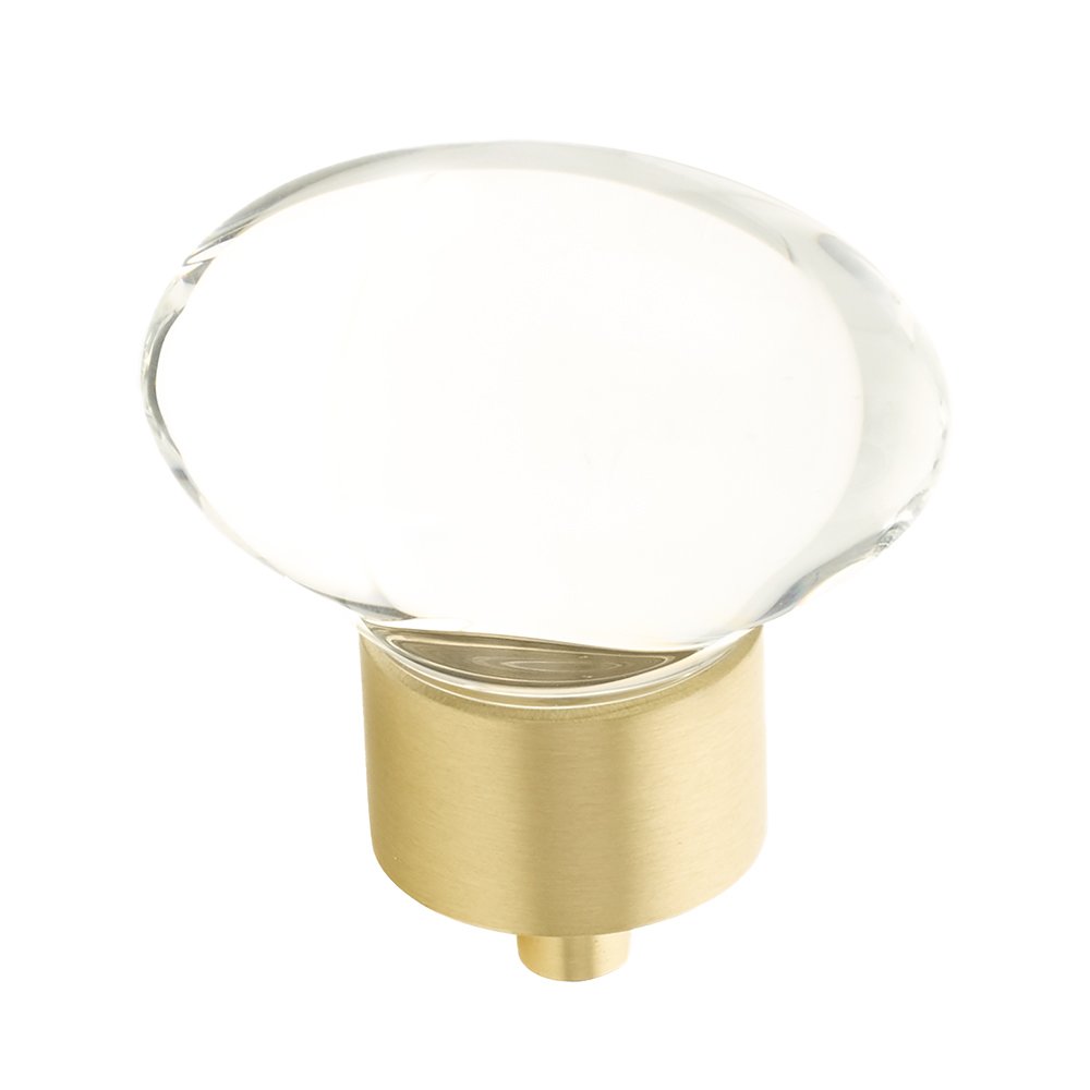1 3/4" Oval Glass Knob in Satin Brass