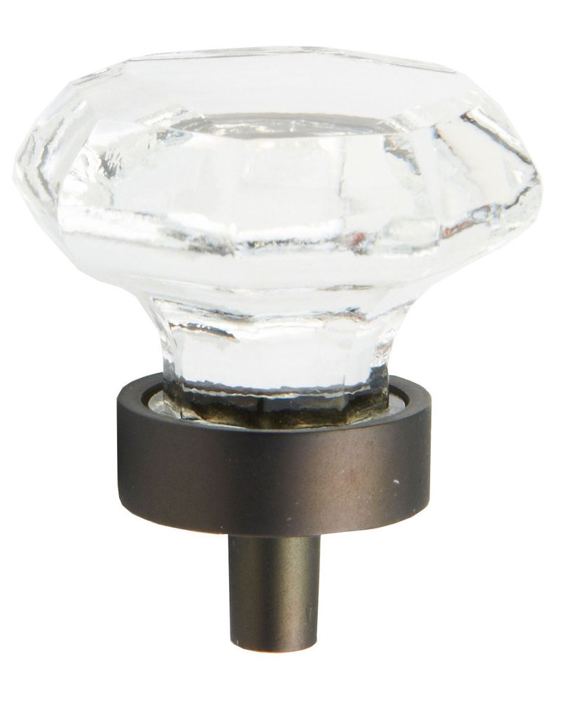 1 1/4" (32mm) Octagonal Knob in Bronze and Clear Glass