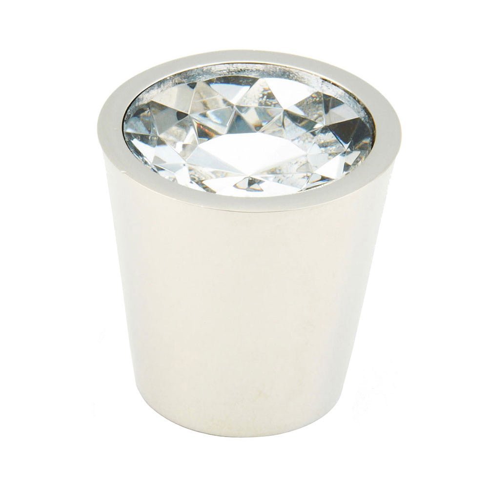 1 1/16" Cylinder Knob in Polished Nickel and Clear Glass
