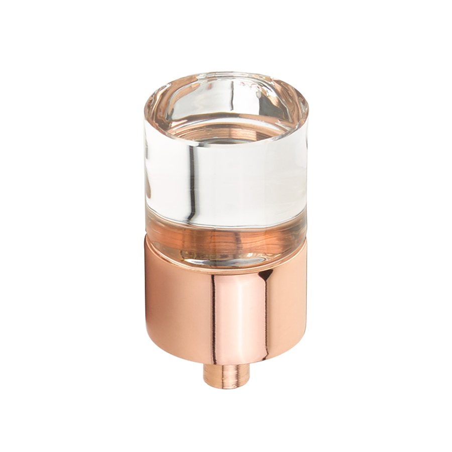 7/8" Diameter Glass Knob in Polished Rose Gold