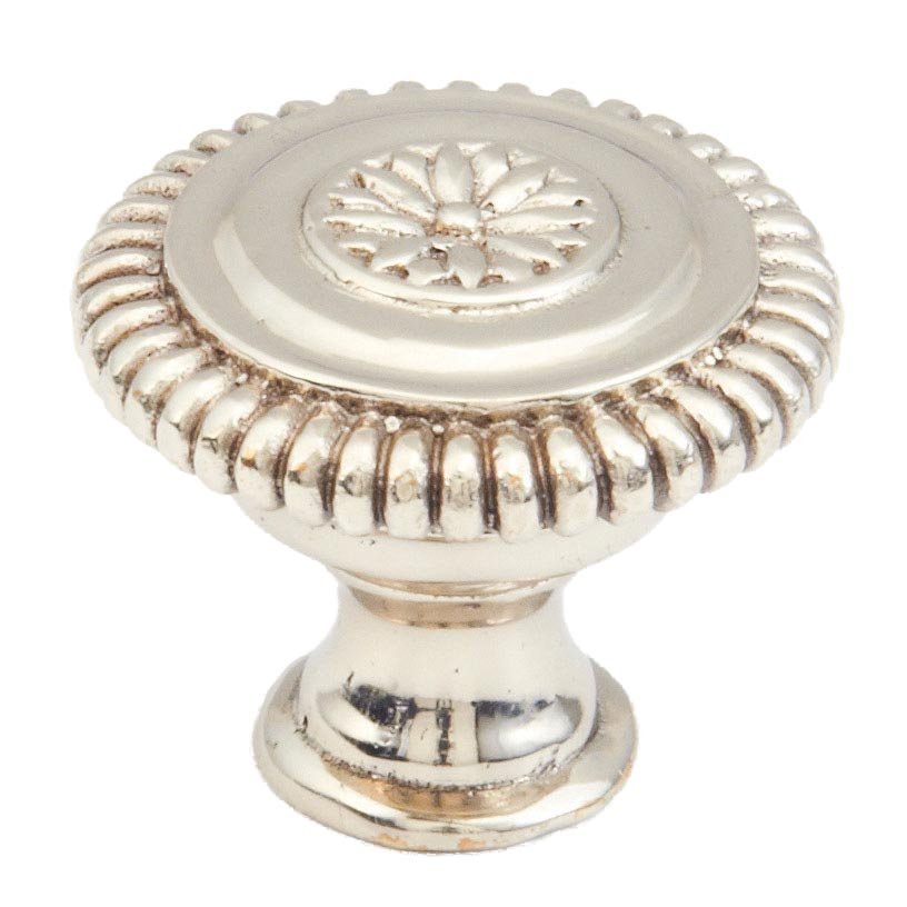1 5/16" Diameter Solid Brass Small Decorative Knob in White Brass