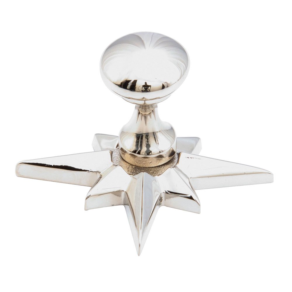 11/16" Diameter Solid Brass Knob with Star Backplate in Polished Nickel