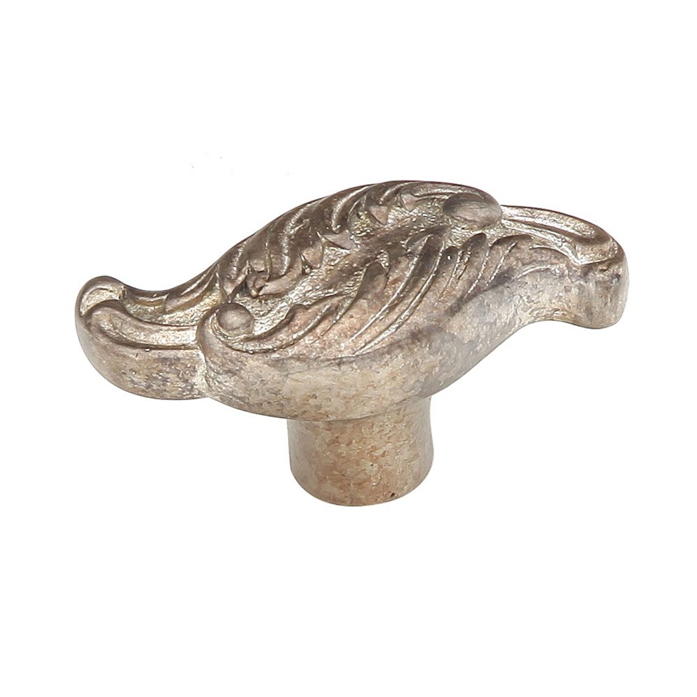 Solid Brass Oblong Knob with Wave Designs in Monticello Silver