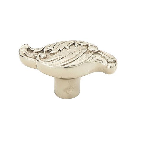 Solid Brass Oblong Knob with Wave Designs in White Brass