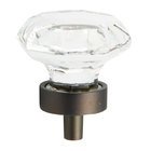 1 1/4" (32mm) Octagonal Knob in Bronze and Clear Glass