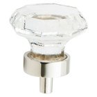 1 1/4" Octagonal Knob in Polished Nickel and Clear Glass